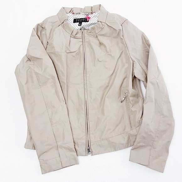 Escada Sport Khaki Lined Windbreaker Zippered Jacket SZ40 - Picture 4 of 6